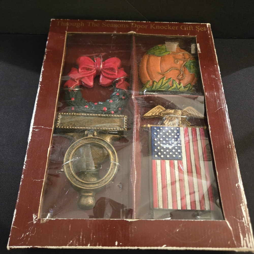 Vintage Seasonal DoorKnocker Gift Set HomeDecor Thanksgiving Christmas Halloween